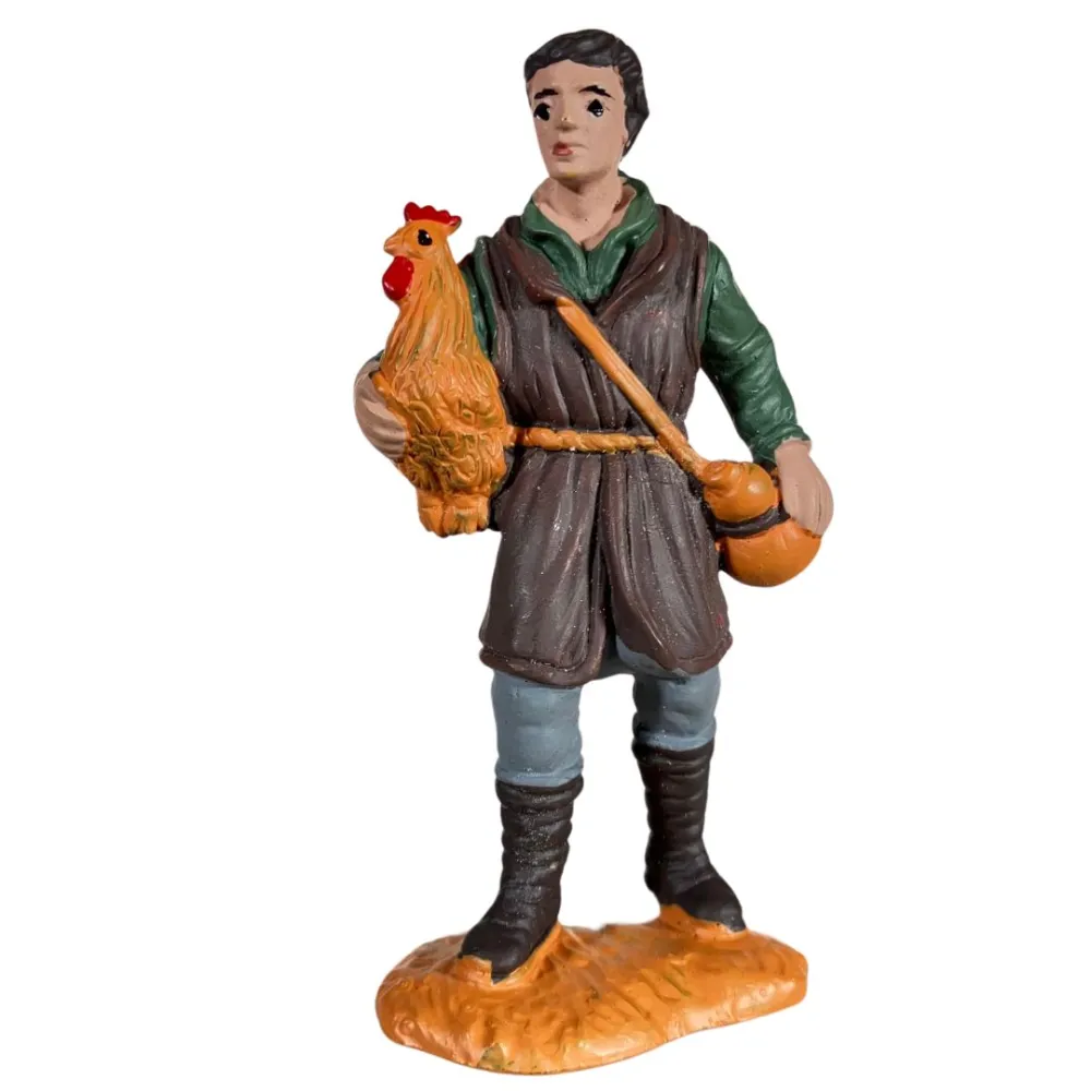 Farmer with Rooster under Arm – Oliver, 8 cm