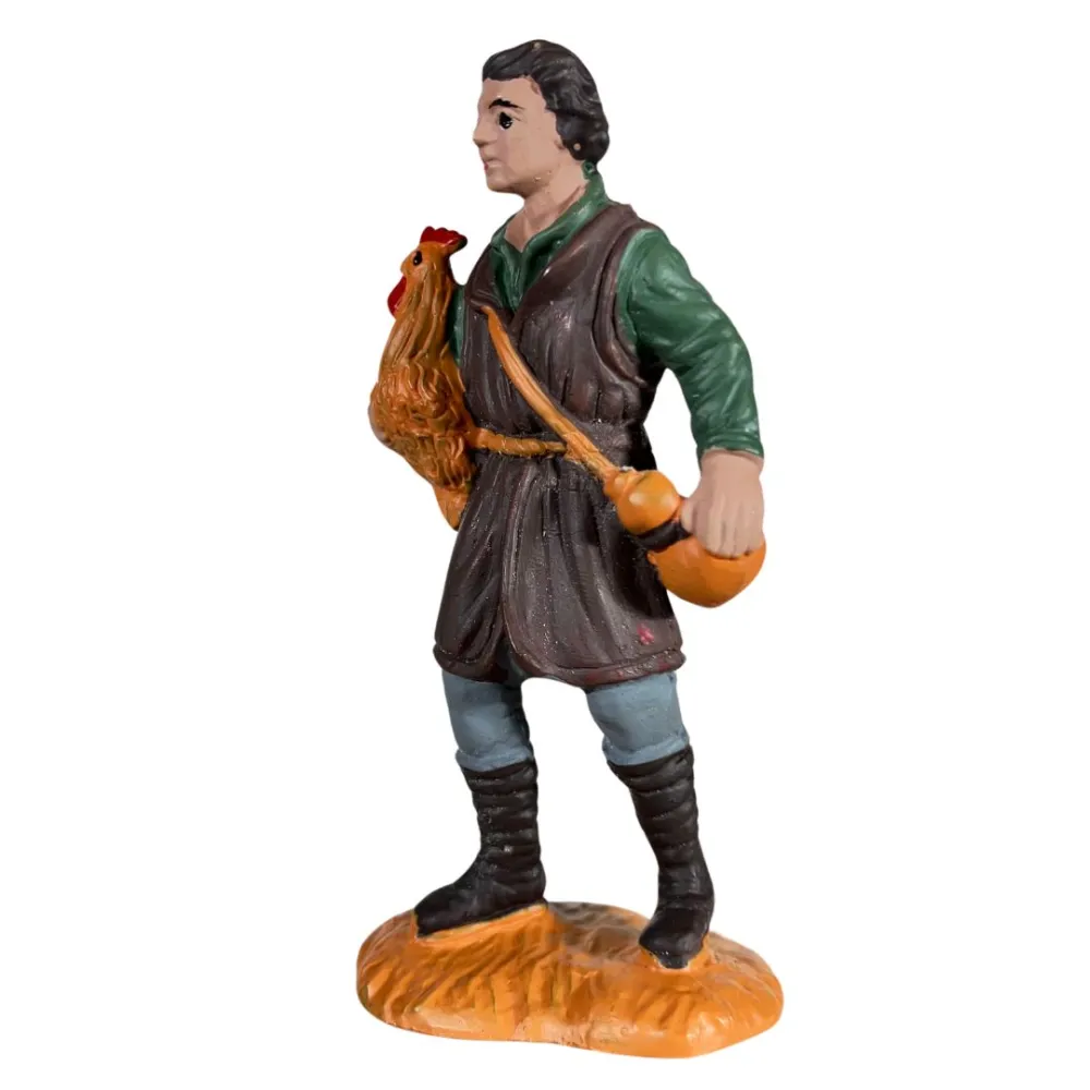 Pastore Oliver 8 cm con gallo sottobraccio