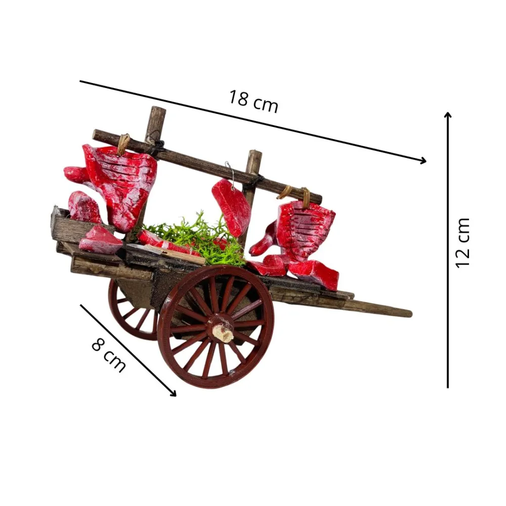 Wooden Cart with Meat for 12 cm Nativity Figures