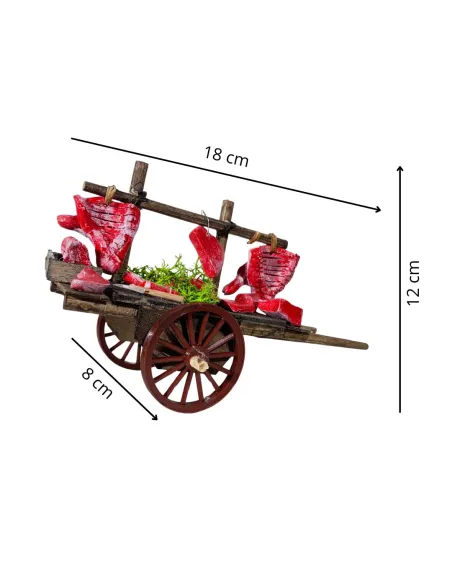 Carretto rustico con tagli di carne per statue da 12 cm