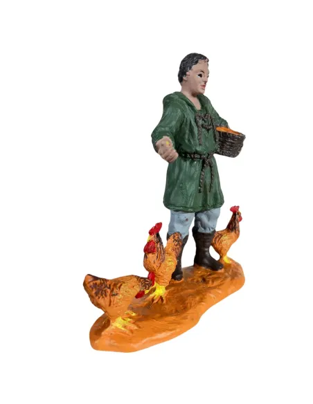 Farmer with Three Chickens – Oliver, 8 cm