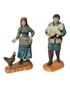 Set contadina con gallina e pastore con agnello Oliver 12 cm