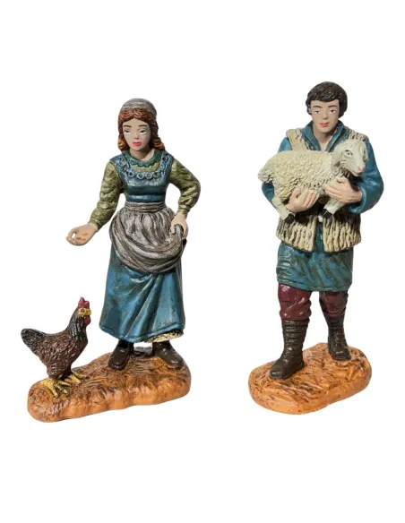 Set contadina con gallina e pastore con agnello Oliver 12 cm