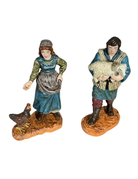 Set contadina con gallina e pastore con agnello Oliver 12 cm