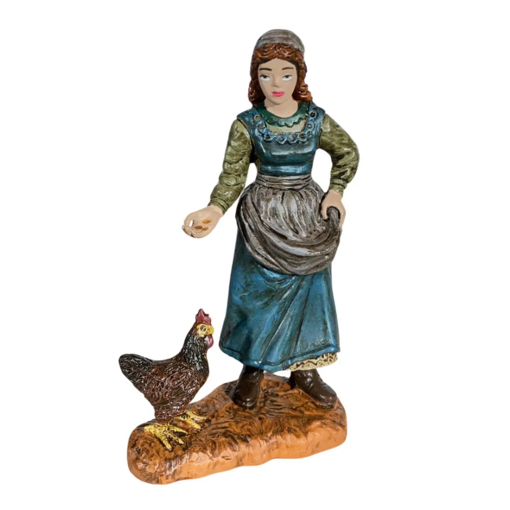 Set contadina con gallina e pastore con agnello Oliver 12 cm