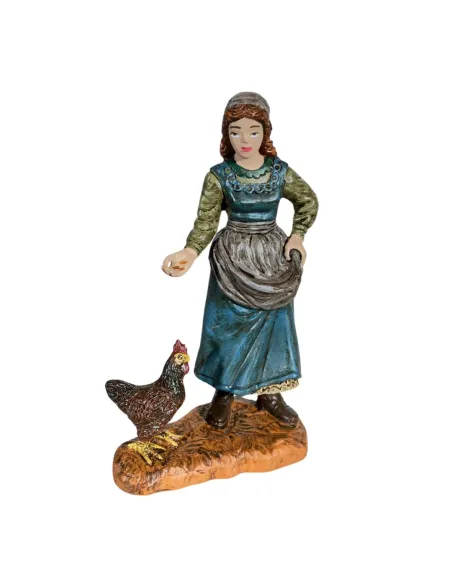 Set contadina con gallina e pastore con agnello Oliver 12 cm