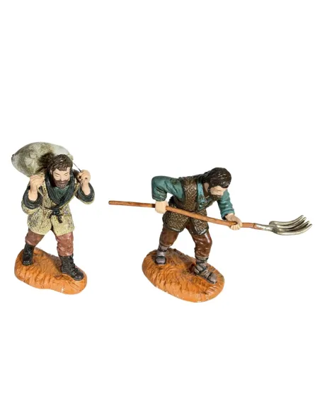 Set contadino con forcone e viandante con sacco Oliver 12 cm