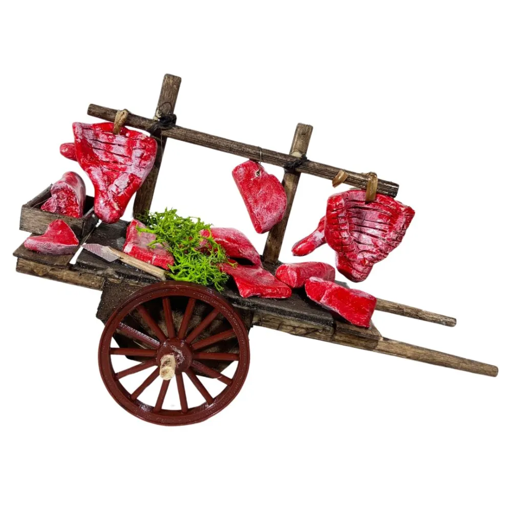 Wooden Cart with Meat for 12 cm Nativity Figures