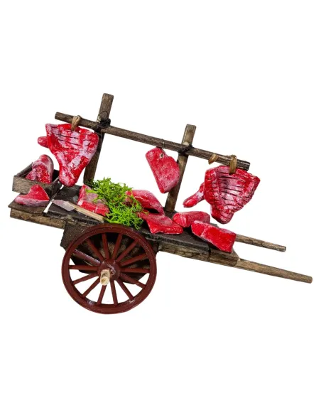 Carretto rustico con tagli di carne per statue da 12 cm