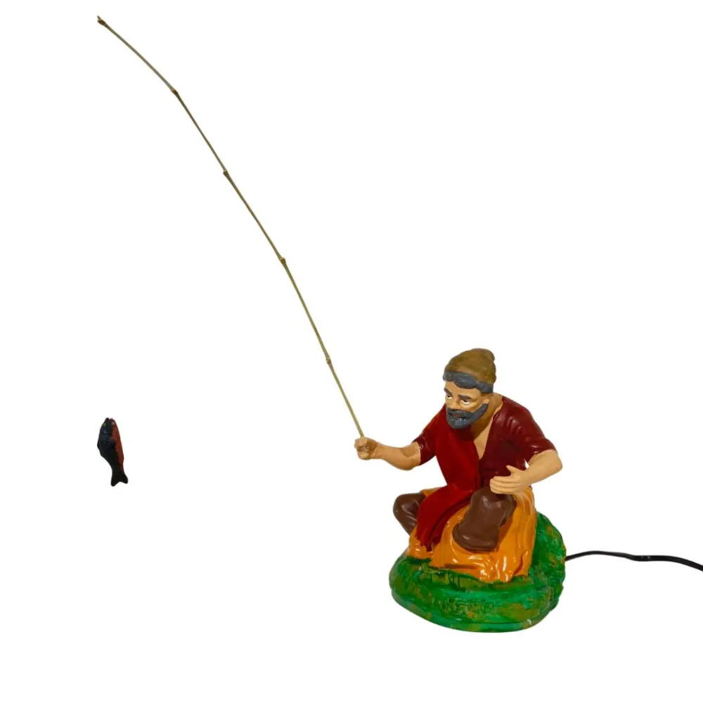 Animated "Eco" Seated Fisherman - 30 cm