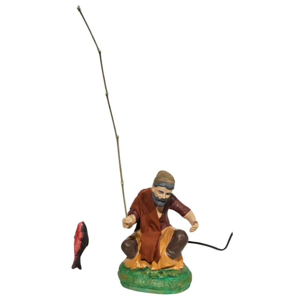 Animated "Eco" Seated Fisherman - 30 cm