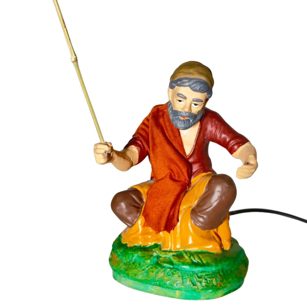 Animated "Eco" Seated Fisherman - 30 cm