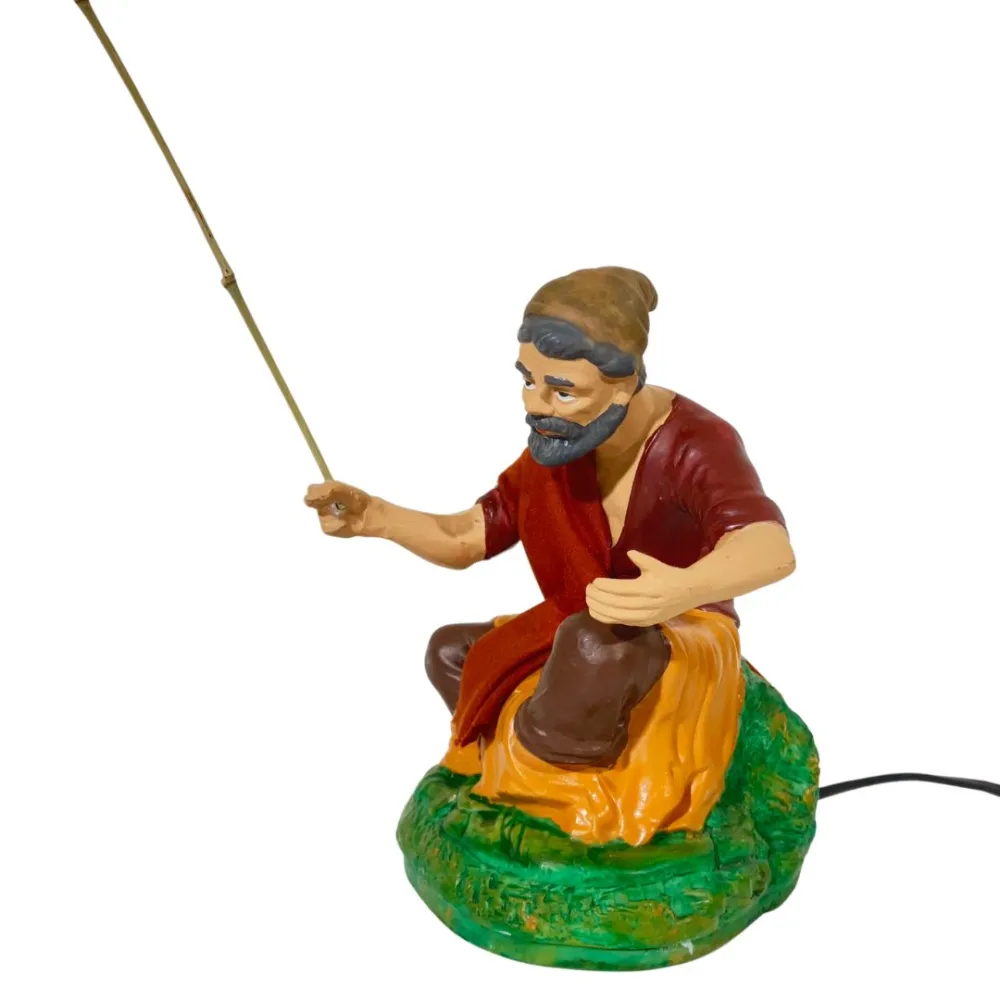 Animated "Eco" Seated Fisherman - 30 cm