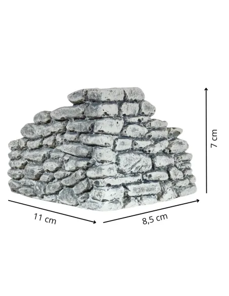 Muretto angolare in gesso colore bianco-grigio per statue da 8-10 cm