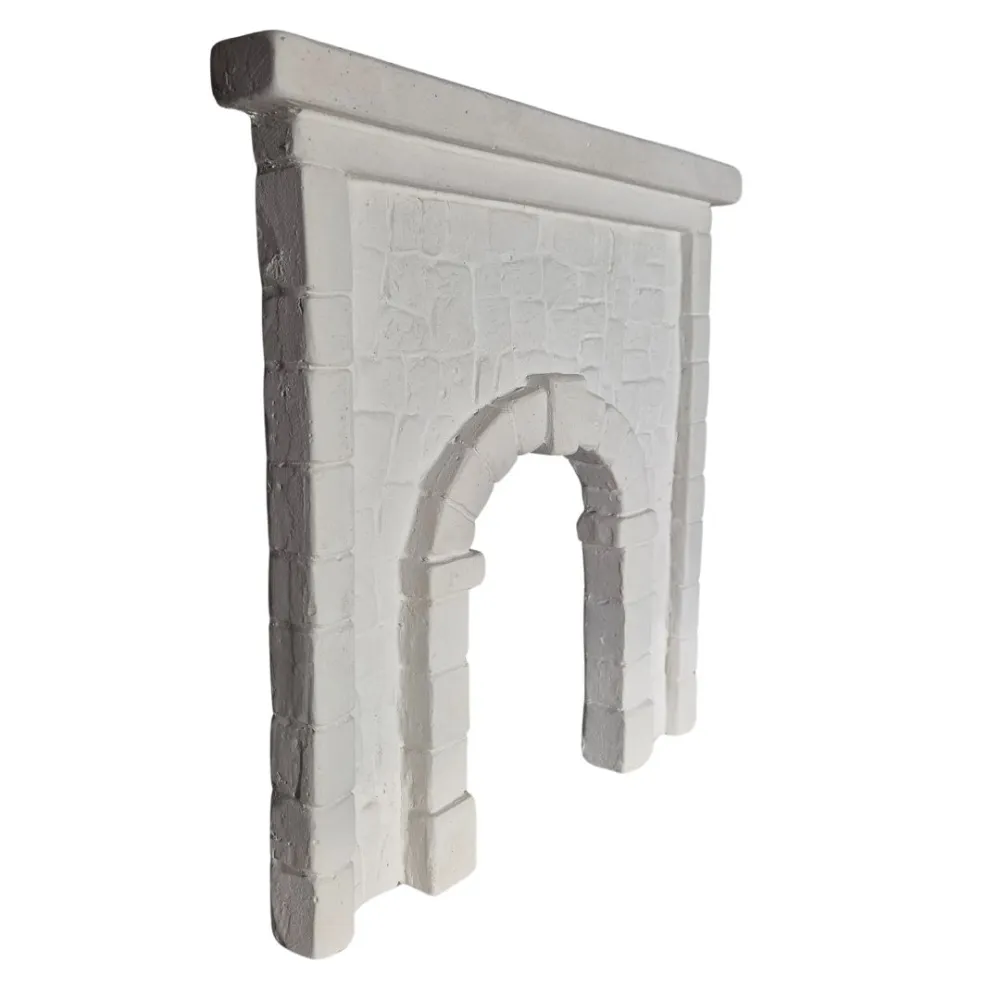 Neutral-Coloured Faux Stone Plaster Wall with Arch for 10–15 cm Nativity Figures