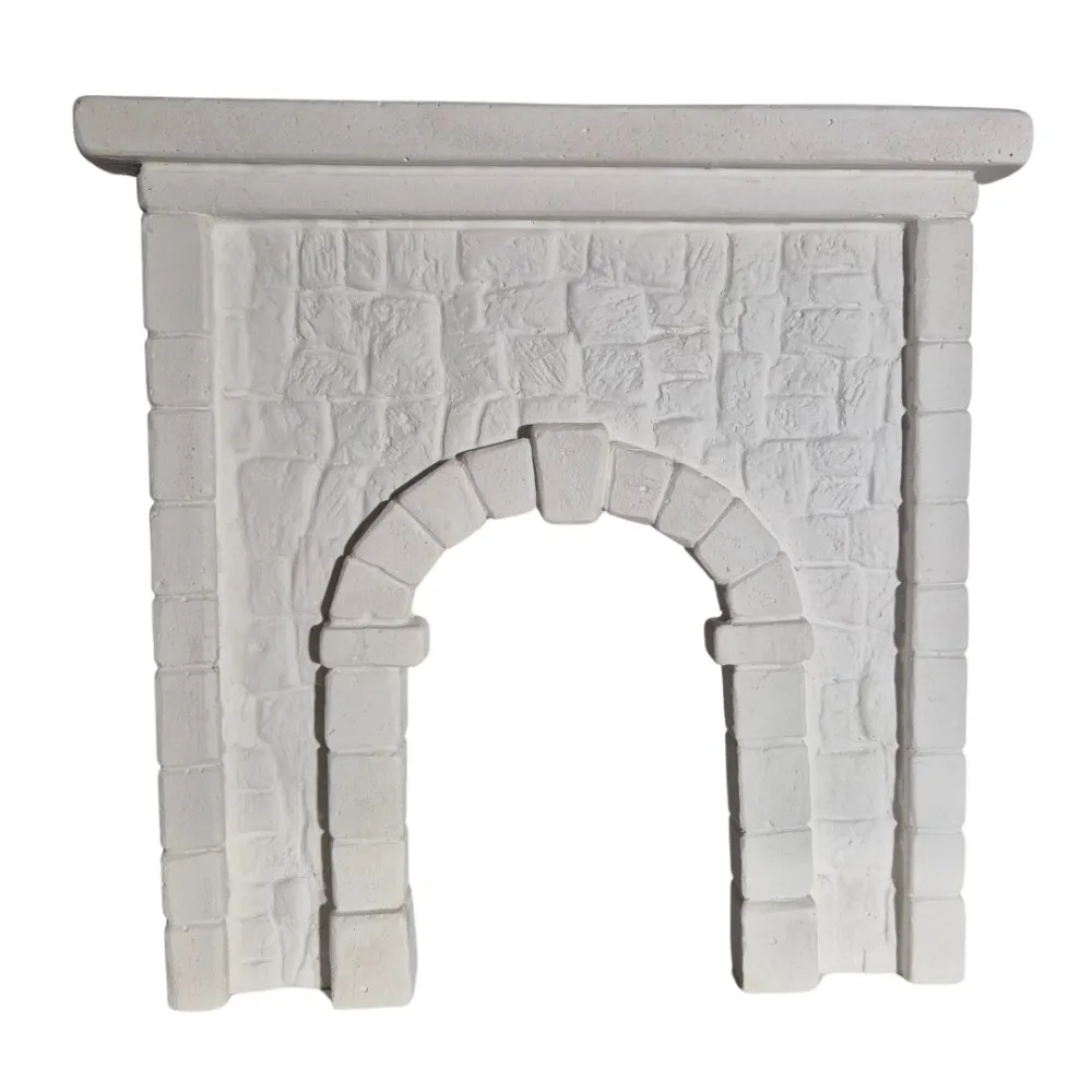 Neutral-Coloured Faux Stone Plaster Wall with Arch for 10–15 cm Nativity Figures