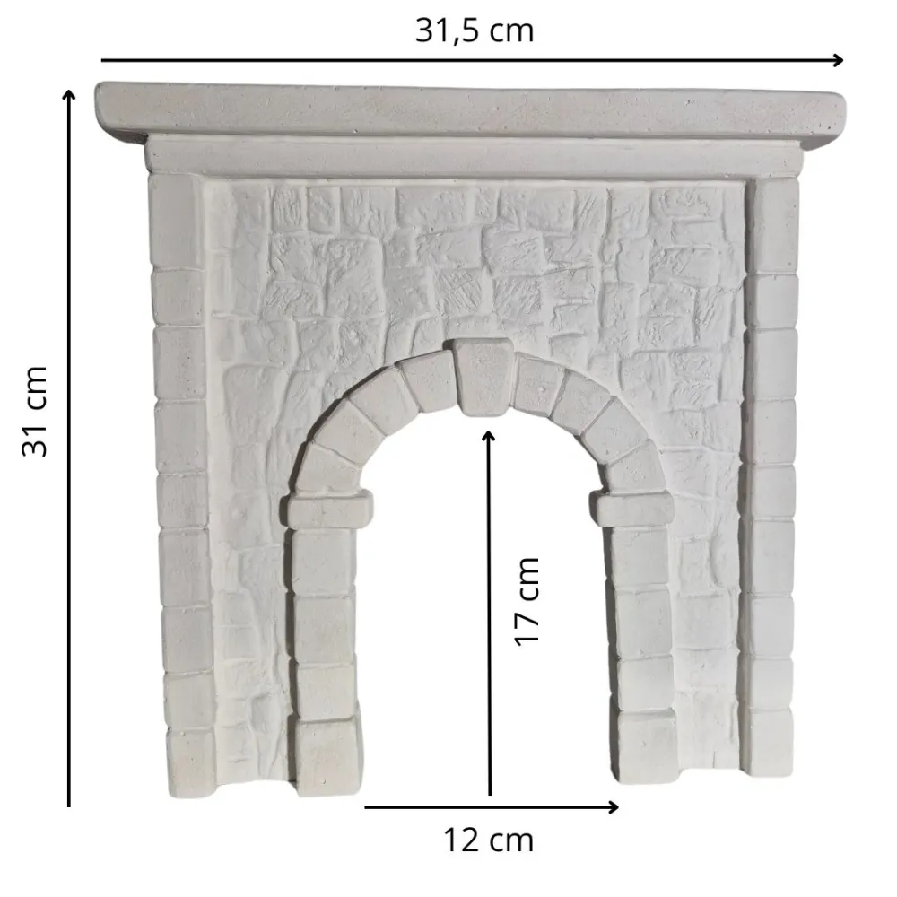 Neutral-Coloured Faux Stone Plaster Wall with Arch for 10–15 cm Nativity Figures
