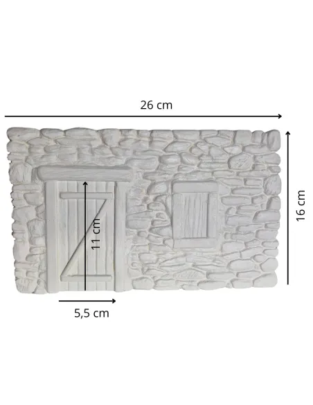 Neutral-Coloured Faux Stone Plaster Wall with Door and Window for 8–10 cm Nativity Figures
