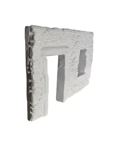 Parete in gesso finta pietra con aperture colore neutro per statue da 8-10 cm 2