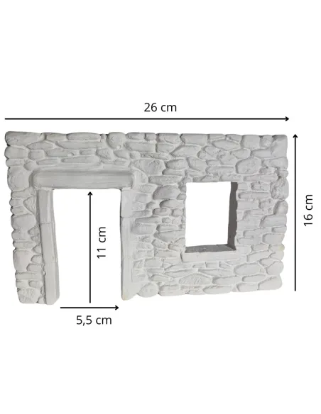 Neutral-Coloured Faux Stone Plaster Wall with Doorway and Window Opening for 8–10 cm Nativity Figures
