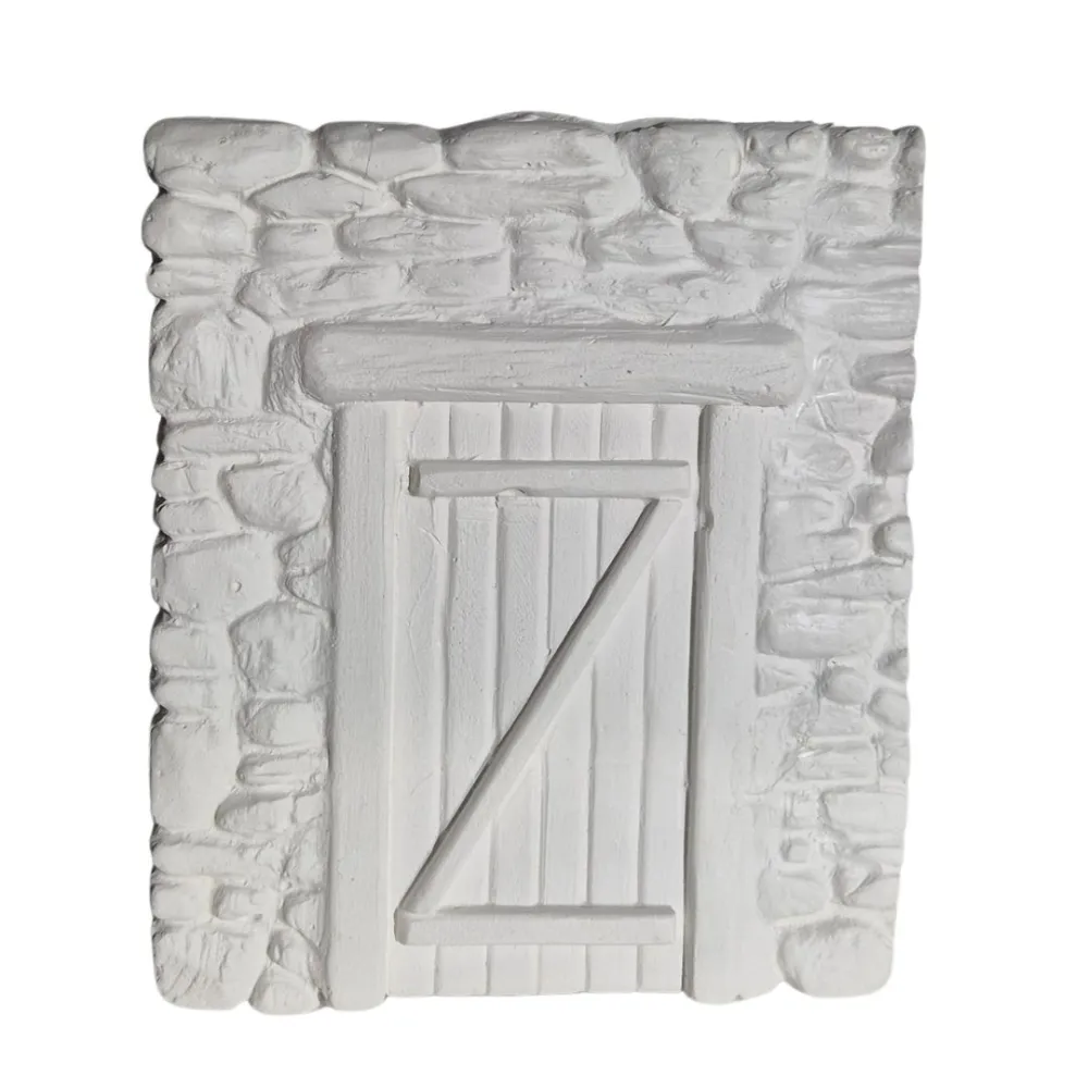 Neutral-Coloured Faux Stone Plaster Wall with Door for 8–10 cm Nativity Figures