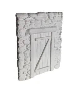 Parete in gesso finta pietra con porta colore neutro per statue da 8-10 cm 2