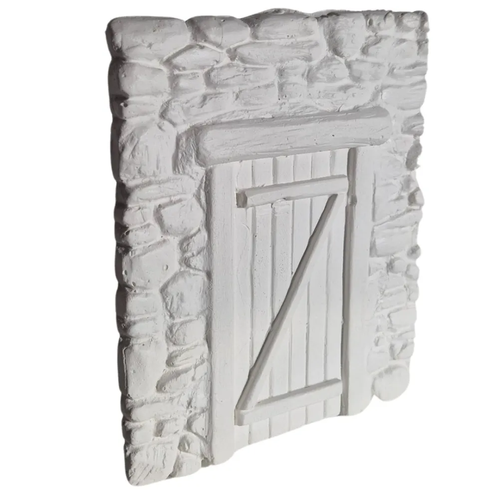 Neutral-Coloured Faux Stone Plaster Wall with Door for 8–10 cm Nativity Figures