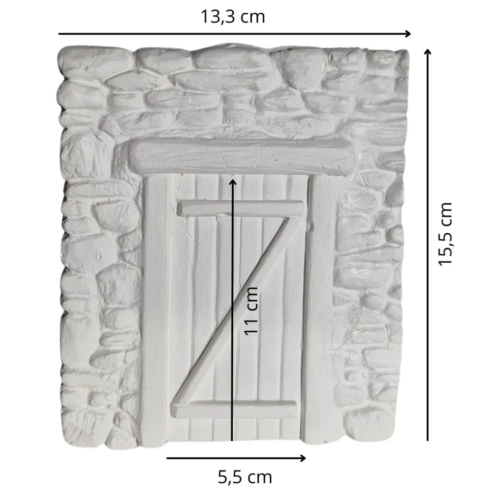 Neutral-Coloured Faux Stone Plaster Wall with Door for 8–10 cm Nativity Figures