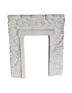 Parete in gesso finta pietra con apertura colore neutro per statue da 8-10 cm
