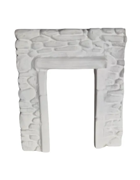 Parete in gesso finta pietra con apertura colore neutro per statue da 8-10 cm