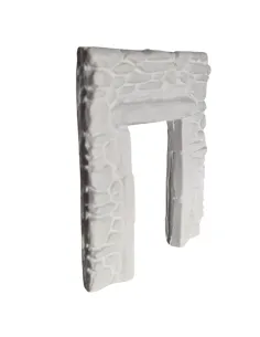 Parete in gesso finta pietra con apertura colore neutro per statue da 8-10 cm 2