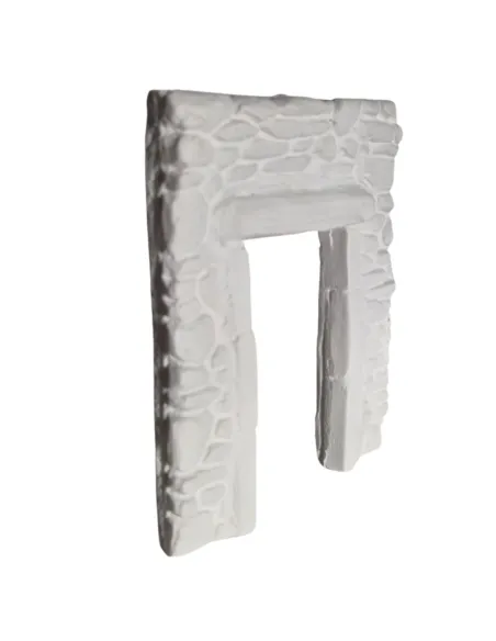 Parete in gesso finta pietra con apertura colore neutro per statue da 8-10 cm