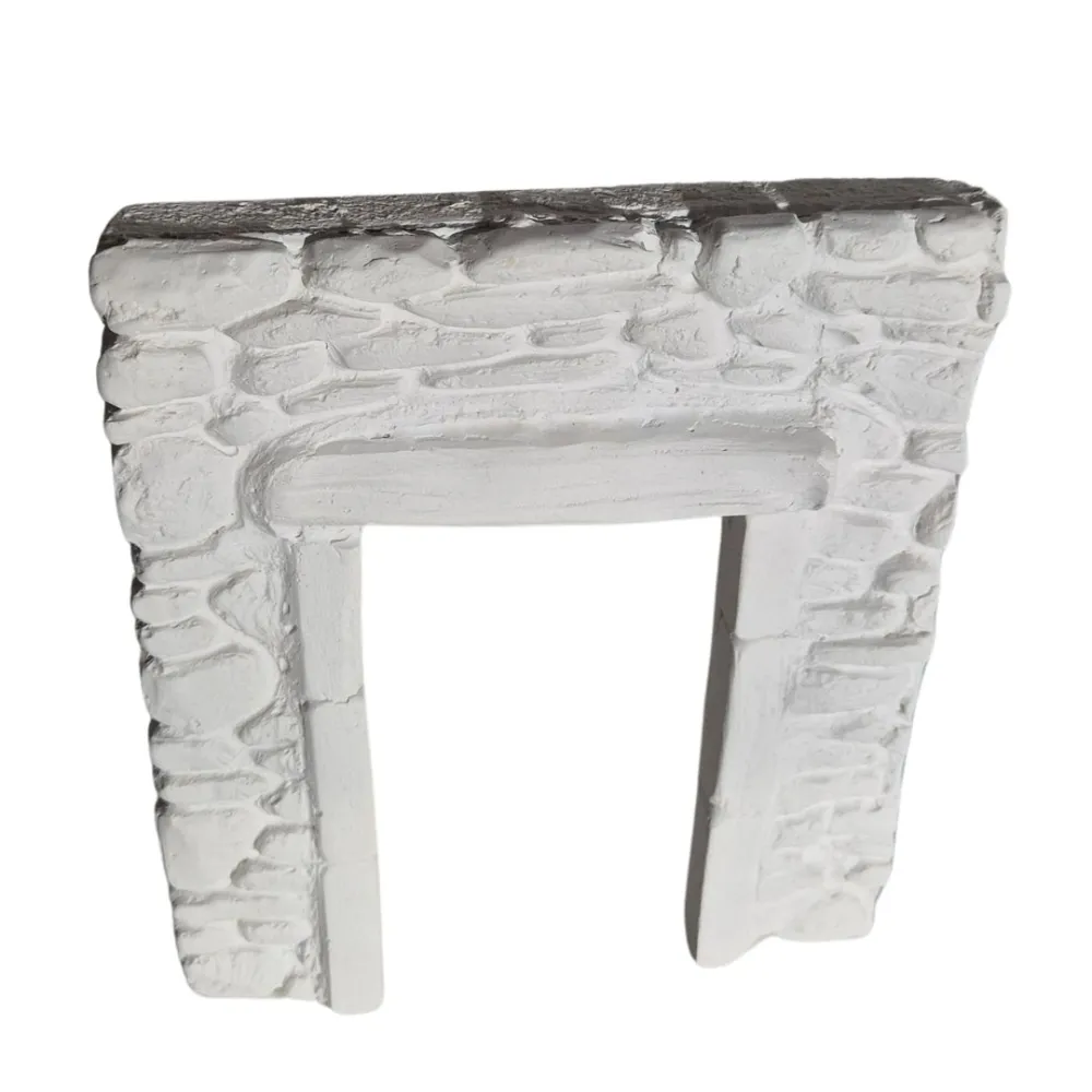 Neutral-Coloured Faux Stone Plaster Wall with Doorway for 8–10 cm Nativity Figures