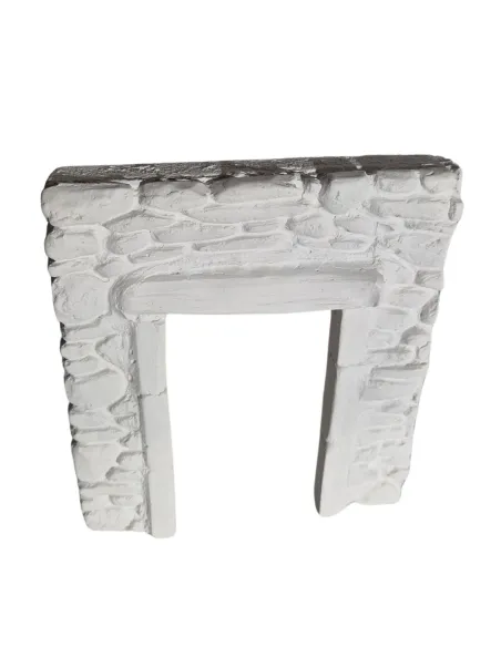 Parete in gesso finta pietra con apertura colore neutro per statue da 8-10 cm