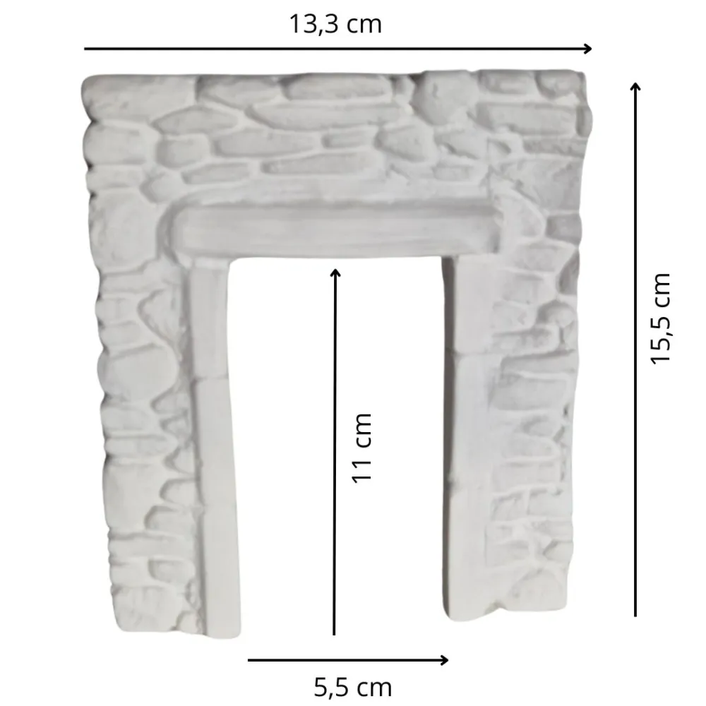 Neutral-Coloured Faux Stone Plaster Wall with Doorway for 8–10 cm Nativity Figures