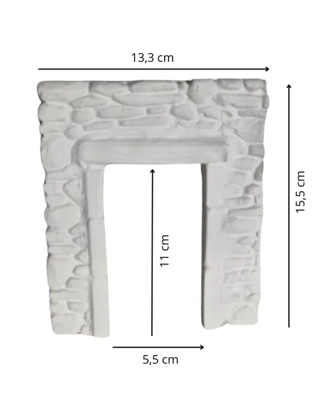 Parete in gesso finta pietra con apertura colore neutro per statue da 8-10 cm