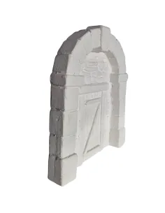 Neutral-Coloured Faux Stone Plaster Wall with Arch and Door for 8–10 cm Nativity Figures 2