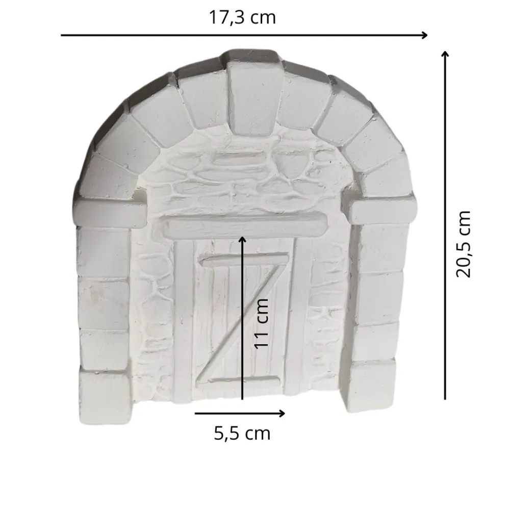 Neutral-Coloured Faux Stone Plaster Wall with Arch and Door for 8–10 cm Nativity Figures