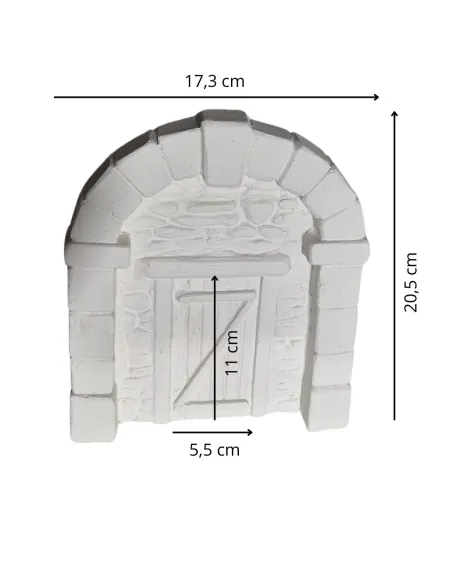 Parete e arco finta pietra con porta colore neutro per statue da 8-10 cm