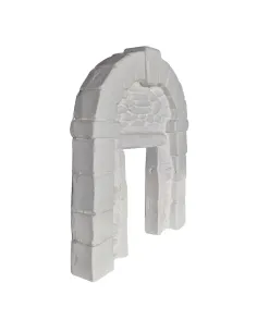 Neutral-Coloured Faux Stone Plaster Wall with Arch and Doorway for 8–10 cm Nativity Figures 2
