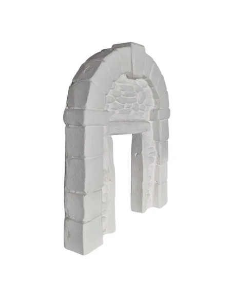 Neutral-Coloured Faux Stone Plaster Wall with Arch and Doorway for 8–10 cm Nativity Figures