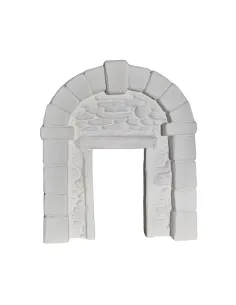 Neutral-Coloured Faux Stone Plaster Wall with Arch and Doorway for 8–10 cm Nativity Figures