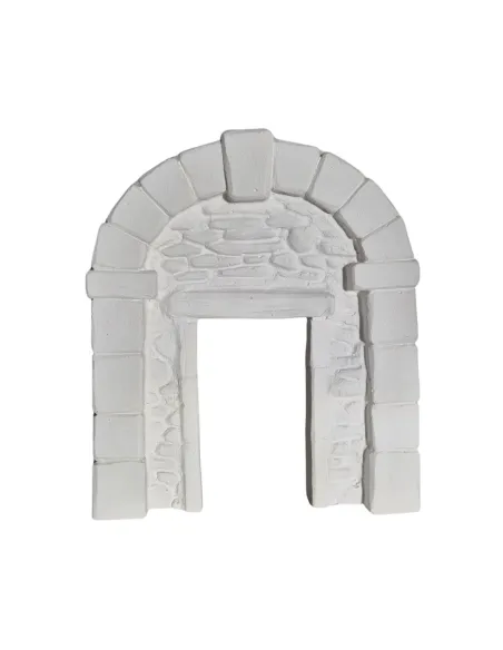 Neutral-Coloured Faux Stone Plaster Wall with Arch and Doorway for 8–10 cm Nativity Figures