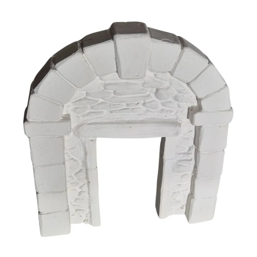 Neutral-Coloured Faux Stone Plaster Wall with Arch and Doorway for 8–10 cm Nativity Figures