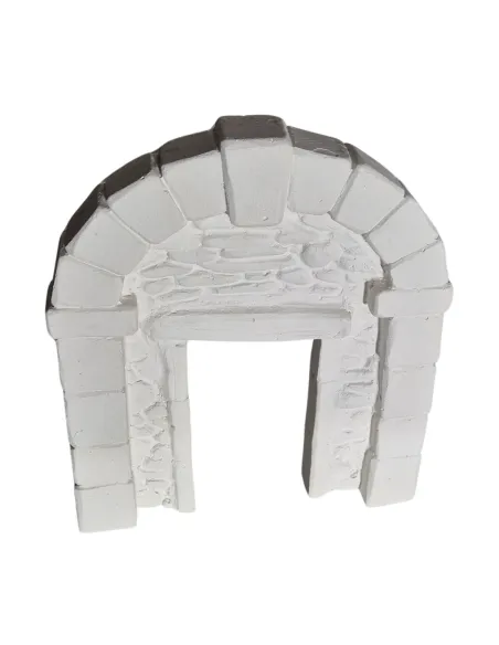 Neutral-Coloured Faux Stone Plaster Wall with Arch and Doorway for 8–10 cm Nativity Figures