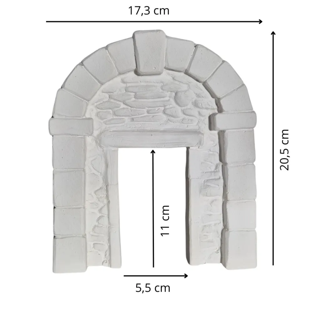Neutral-Coloured Faux Stone Plaster Wall with Arch and Doorway for 8–10 cm Nativity Figures