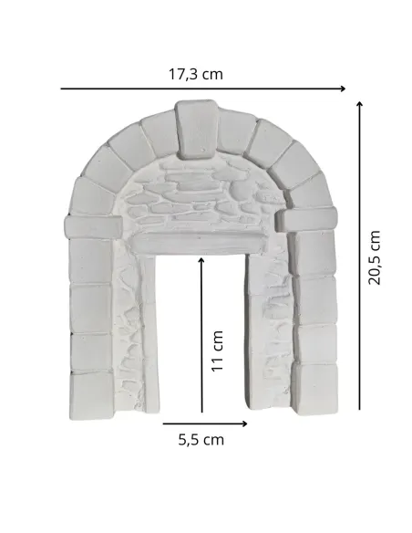 Parete e arco finta pietra con apertura colore neutro per statue da 8-10 cm