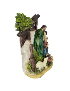 Natività in blocco con ambientazione e palma 12 cm 2