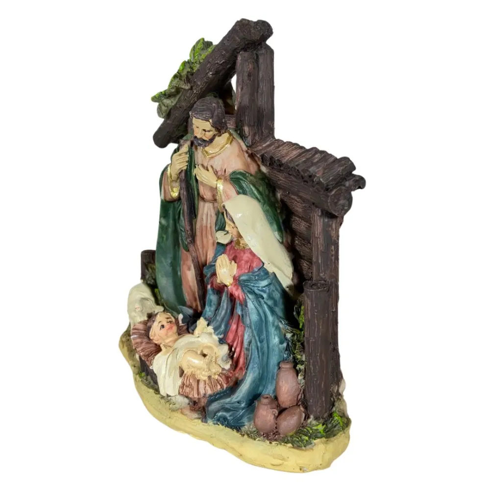 One-Piece Nativity Scene with Setting and Palm – 12 cm