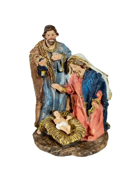 Natività in blocco rifiniture color oro 12 cm